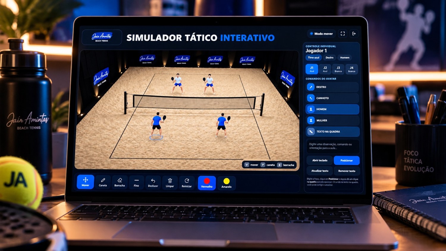 Computador exibindo o Simulador Tático Interativo